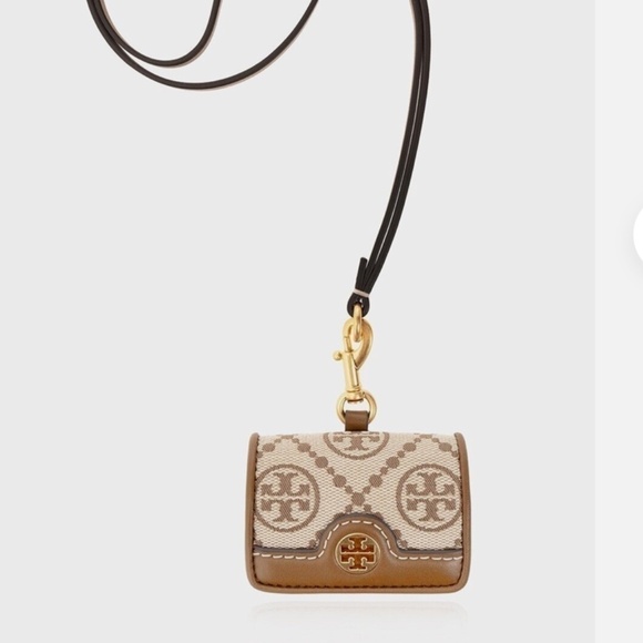 NWT Tory Burch New Hazelnut T Monogram Jacquard Apple AirPods Case - Picture 6 of 9